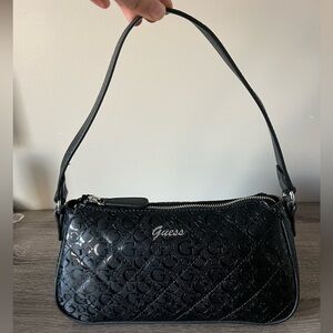 GUESS Y2K Black Monogram Embossed Shoulder Bag | NWOT